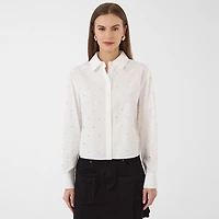 RM Rebecca Minkoff Womens Fitted Long Sleeve Loose Fit Button-Down Shirt