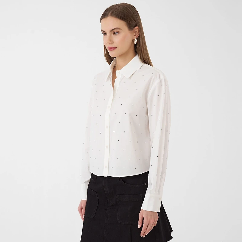 RM Rebecca Minkoff Womens Fitted Long Sleeve Loose Fit Button-Down Shirt