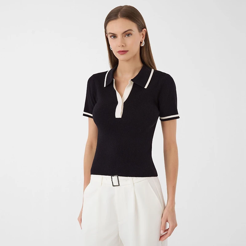 RM Rebecca Minkoff Womens Short Sleeve Polo Shirt