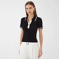 RM Rebecca Minkoff Womens Short Sleeve Polo Shirt