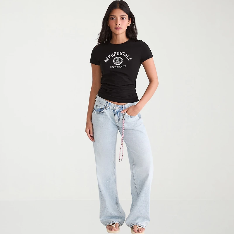 AEROPOSTALE Womens Juniors Crew Neck Short Sleeve Regular Fit Graphic T-Shirt