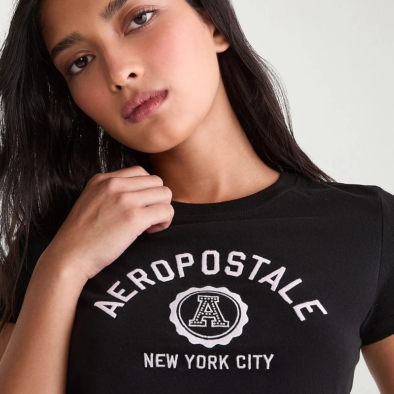 AEROPOSTALE Womens Juniors Crew Neck Short Sleeve Regular Fit Graphic T-Shirt