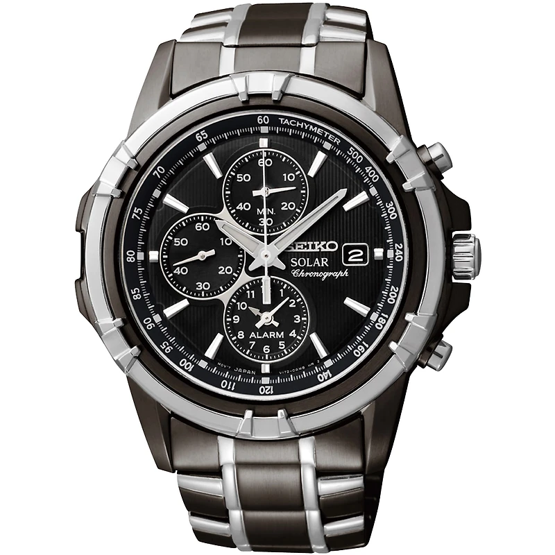 Seiko® Mens Black Chronograph Watch SSC143
