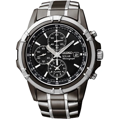 Seiko® Mens Black Chronograph Watch SSC143
