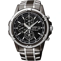 Seiko® Mens Black Chronograph Watch SSC143