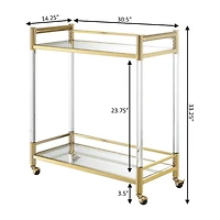 Royal Crest 2-Tier Acrylic Glass Bar Cart