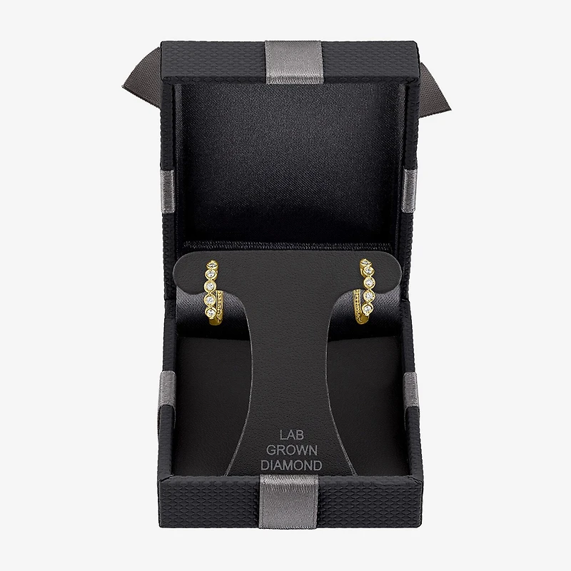 (G-H / I1-I2) Womens 1/6 CT. T.W. Lab Grown White Diamond 10K Gold 13.5mm Hoop Earrings