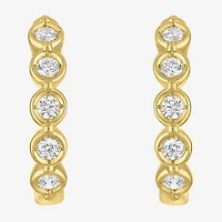 (G-H / I1-I2) Womens 1/6 CT. T.W. Lab Grown White Diamond 10K Gold 13.5mm Hoop Earrings