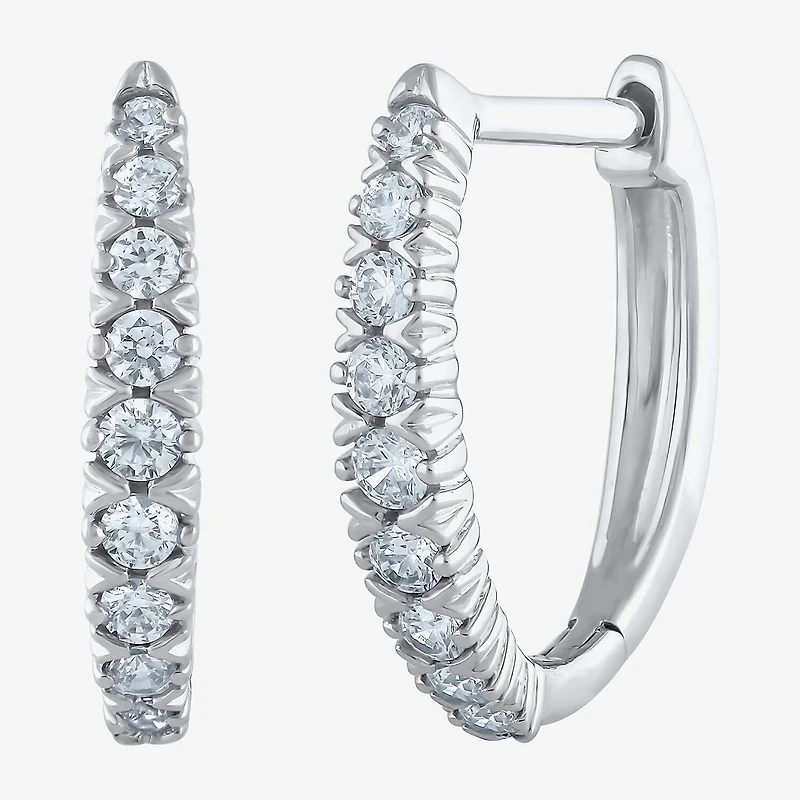 1/4 CT. T.W. Natural White Diamond 10K White Gold 11.8mm Hoop Earrings