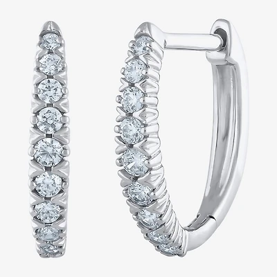 1/4 CT. T.W. Natural White Diamond 10K White Gold 11.8mm Hoop Earrings
