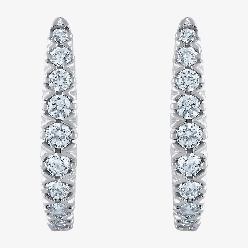 1/4 CT. T.W. Natural White Diamond 10K White Gold 11.8mm Hoop Earrings
