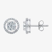Certified 1/2 CT. T.W. Natural White Diamond 14K Gold 9.5mm Stud Earrings