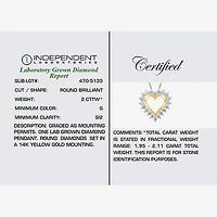 (G / Si2) Womens 2 CT. T.W. Lab Grown White Diamond 14K Gold Heart 18 Inch Pendant Necklace