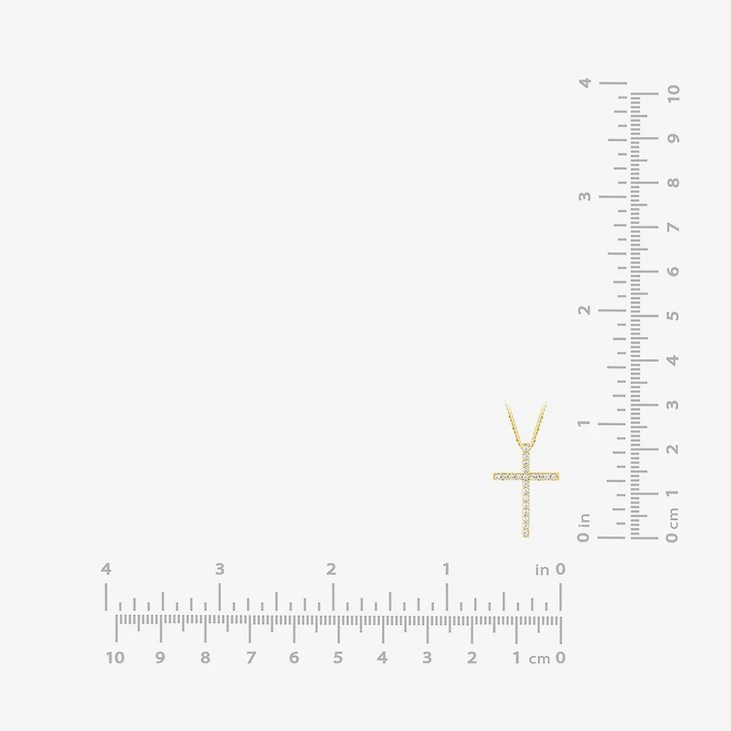 H-I / I1) Womens 1/ CT. T.W. Lab Grown White Diamond 10K Gold Cross 18 Inch Pendant Necklace