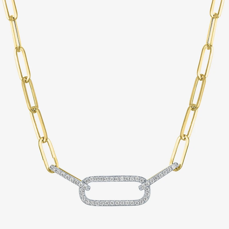 Diamond Addiction (G-H/ I1-I2) Womens 1/ CT. T.W. Lab Grown White Diamond 10K Gold Paperclip 18 Inch Pendant Necklace