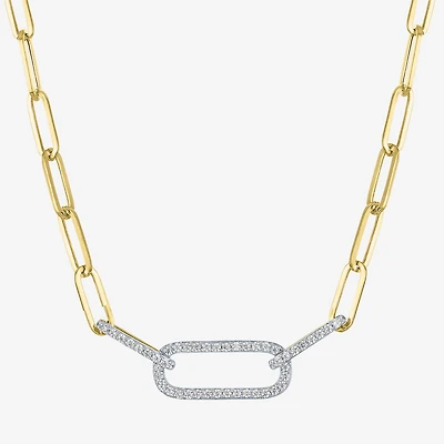 Diamond Addiction (G-H/ I1-I2) Womens 1/ CT. T.W. Lab Grown White Diamond 10K Gold Paperclip 18 Inch Pendant Necklace