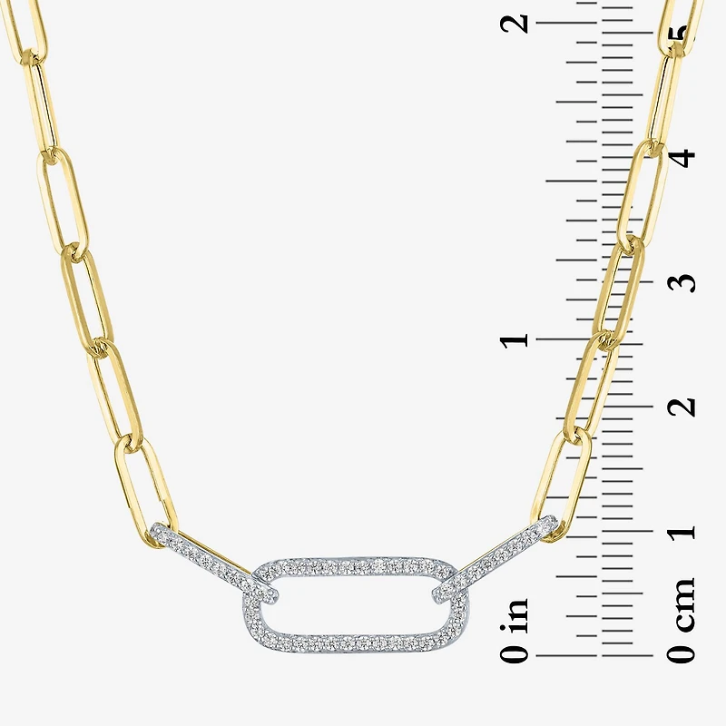 Diamond Addiction (G-H/ I1-I2) Womens 1/ CT. T.W. Lab Grown White Diamond 10K Gold Paperclip 18 Inch Pendant Necklace