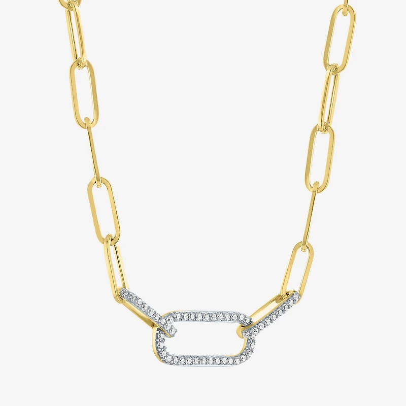 Diamond Addiction (G-H/ I1-I2) Womens 1/ CT. T.W. Lab Grown White Diamond 10K Gold Paperclip 18 Inch Pendant Necklace