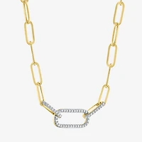 Diamond Addiction (G-H/ I1-I2) Womens 1/ CT. T.W. Lab Grown White Diamond 10K Gold Paperclip 18 Inch Pendant Necklace