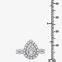 Signature By Modern Bride (G / Si1 - Si2) Womens 1 1/2 CT. T.W. Lab Grown White Diamond 10K Gold Side Stone Halo Bridal Set
