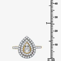 I Said Yes (H-I / I1) Womens 1 1/10 CT. T.W. Lab Grown White Diamond Sterling Silver or 14K Gold Over Pear Side Stone Halo Bridal Set