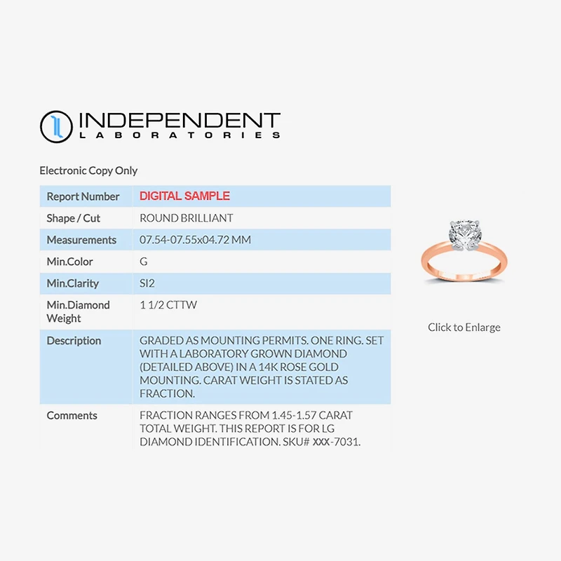 1 1/2 CT..Round Lab-Grown (G / Si2) Diamond Solitaire Engagement Ring 14K Gold