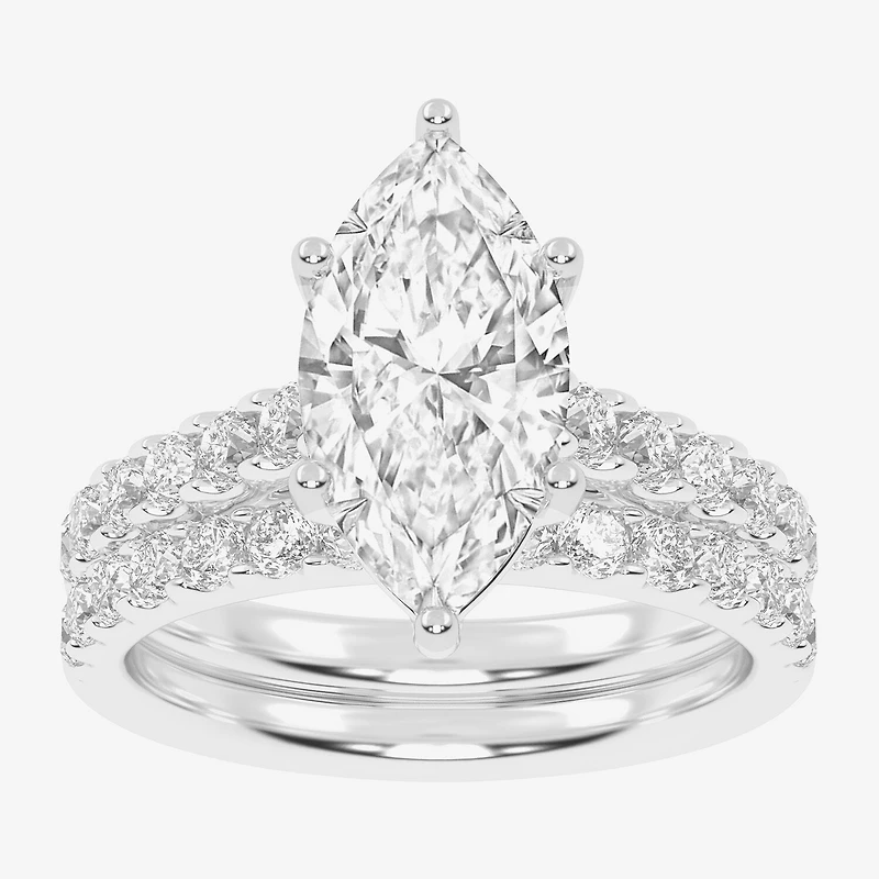 Signature By Modern Bride (G-H / Vs2-Si1) Womens 3 CT. T.W. Lab Grown White Diamond 14K Gold Marquise Side Stone Bridal Set