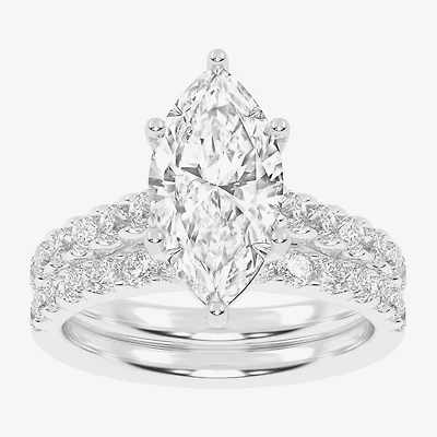 Signature By Modern Bride (G-H / Vs2-Si1) Womens 3 CT. T.W. Lab Grown White Diamond 14K Gold Marquise Side Stone Bridal Set