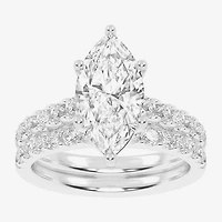 Signature By Modern Bride (G-H / Vs2-Si1) Womens 3 CT. T.W. Lab Grown White Diamond 14K Gold Marquise Side Stone Bridal Set