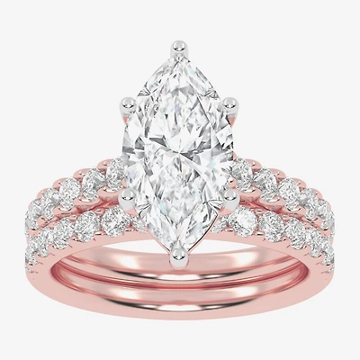 Signature By Modern Bride (G-H / Vs2-Si1) Womens 3 CT. T.W. Lab Grown White Diamond 14K Gold Marquise Side Stone Bridal Set