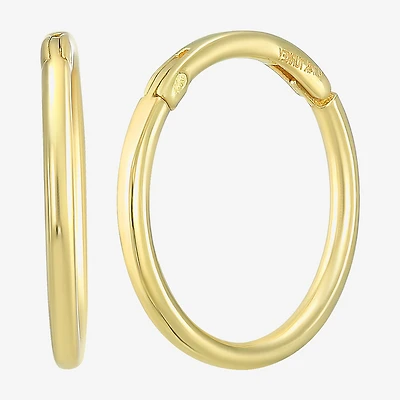 Mens 14K Gold 12mm Round Hoop Earrings