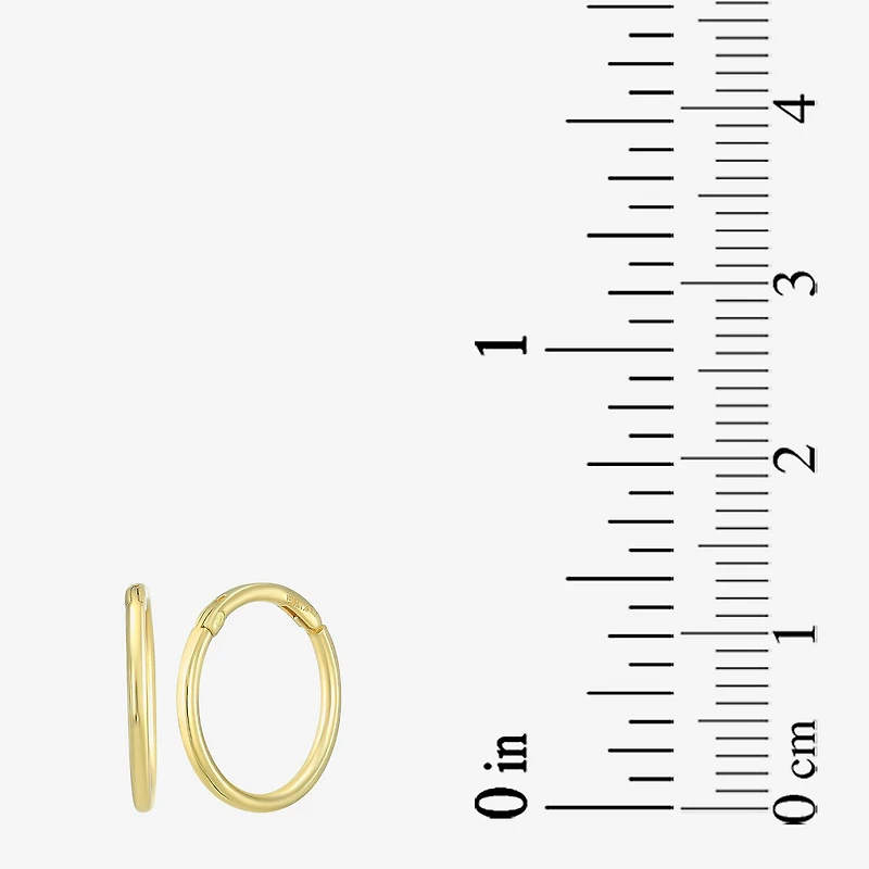 Mens 14K Gold 12mm Round Hoop Earrings