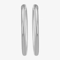 Mens White 14K Gold 12mm Round Hoop Earrings