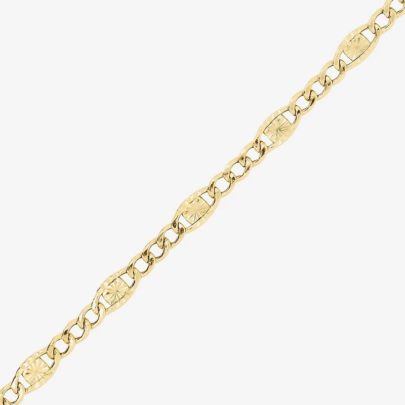 Womens 14K Gold 7.5 Inch Semisolid Figaro Chain Bracelet