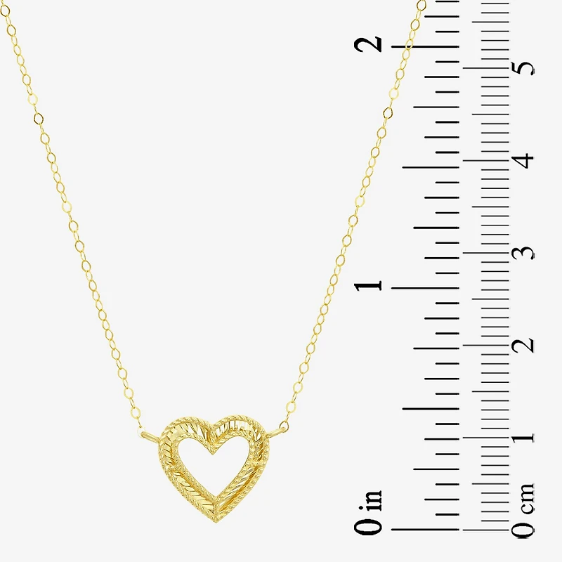 Womens 10K Gold Heart 16 Inch Pendant Necklace