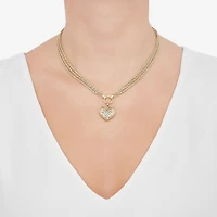 Womens 10K Gold Heart 17 Inch Pendant Necklace