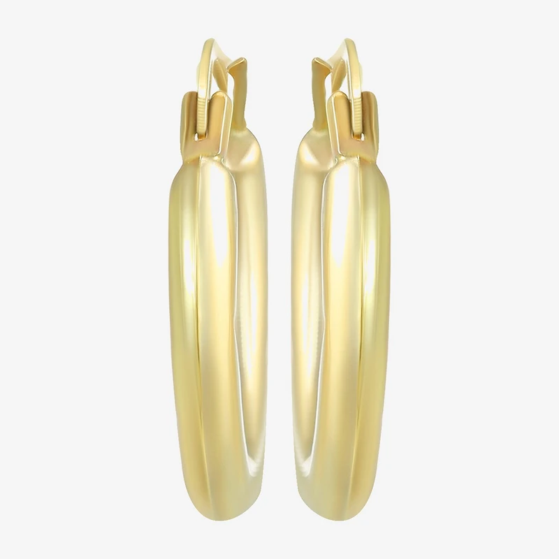 Womens 14K Gold 15mm Round Hoop Earrings