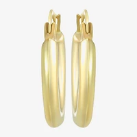 Womens 14K Gold 15mm Round Hoop Earrings
