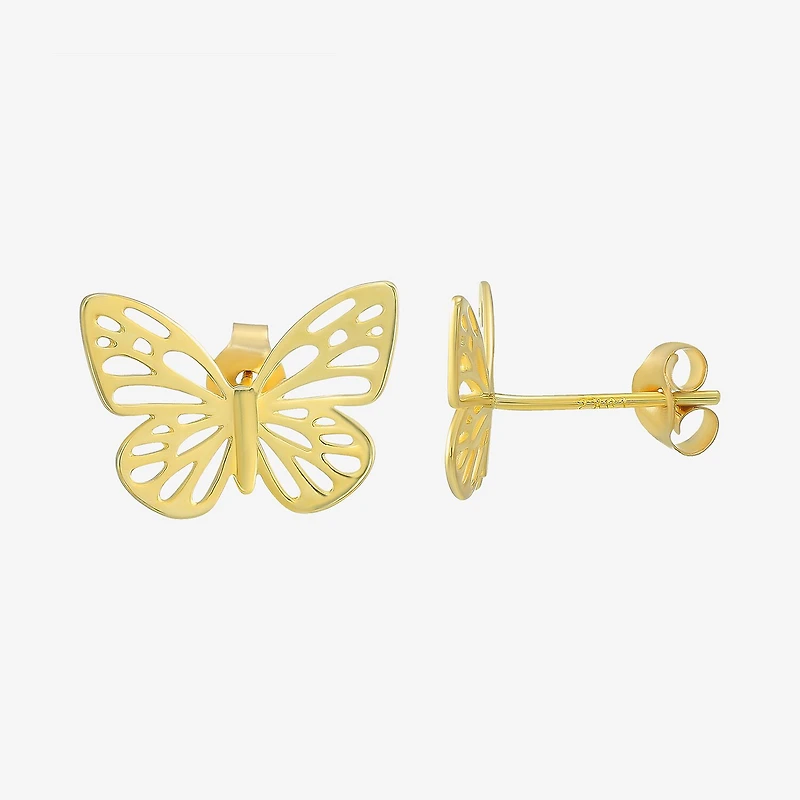 14K Gold 11.8mm Butterfly Stud Earrings