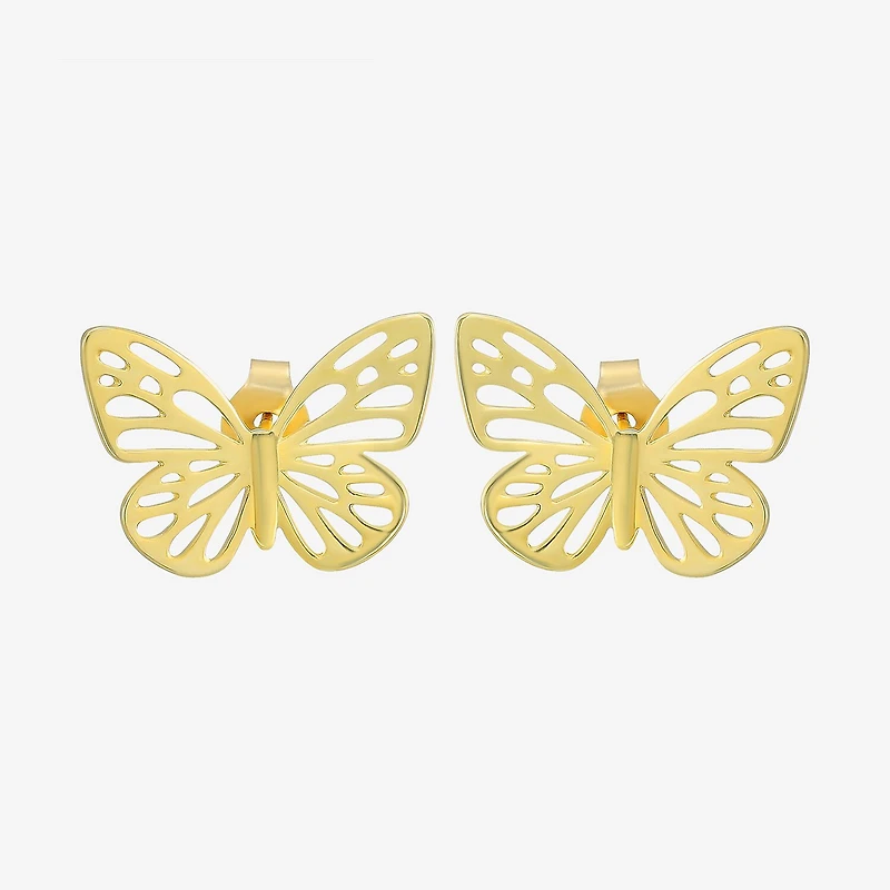 14K Gold 11.8mm Butterfly Stud Earrings
