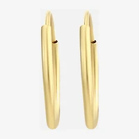 Womens 14K Gold 10mm Round Hoop Earrings