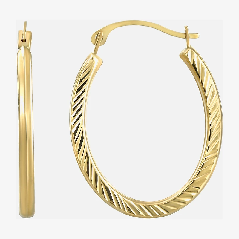 Womens 14K Gold 20mm Oval Hoop Earrings