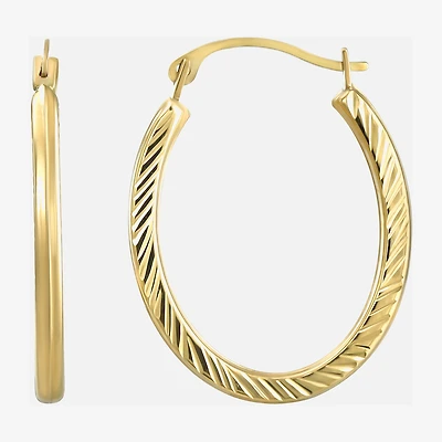 Womens 14K Gold 20mm Oval Hoop Earrings