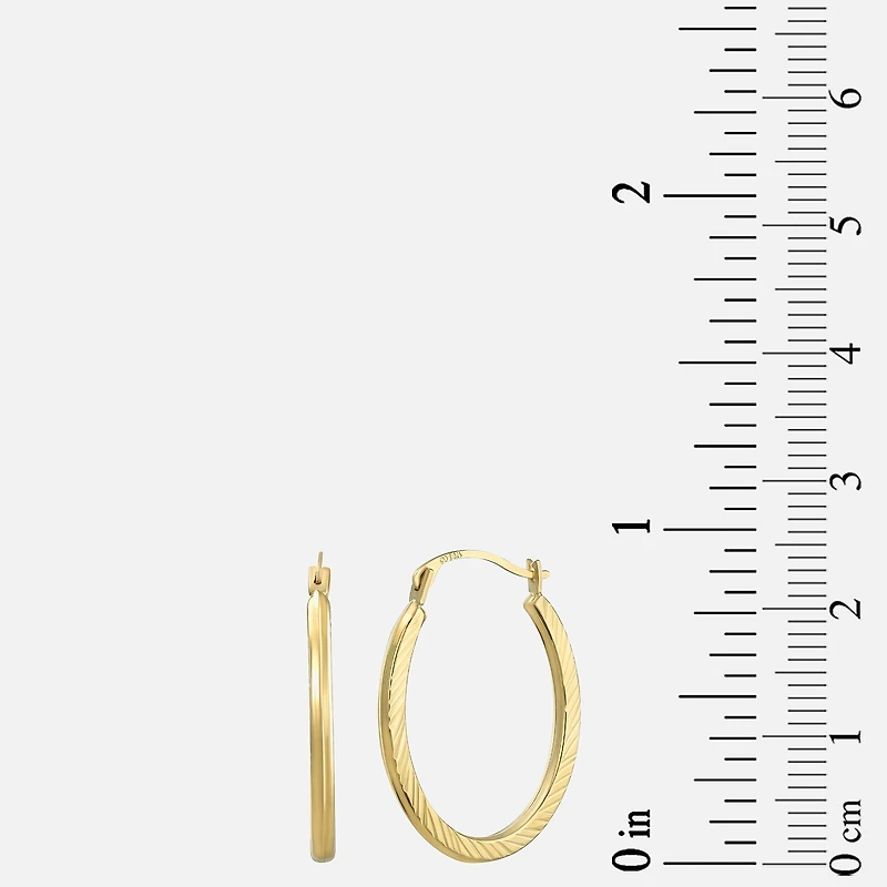 Womens 14K Gold 20mm Oval Hoop Earrings