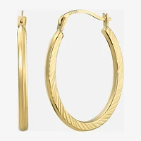 Womens 14K Gold 20mm Oval Hoop Earrings