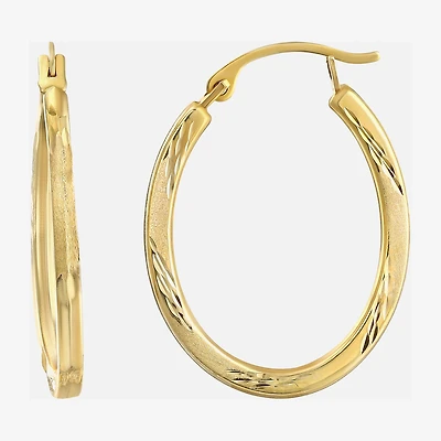 Womens 14K Gold 20mm Oval Hoop Earrings