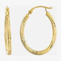 Womens 14K Gold 20mm Oval Hoop Earrings
