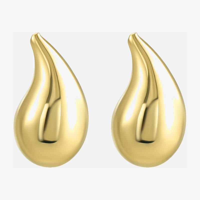 Womens 14K Gold Round Drop Earrings