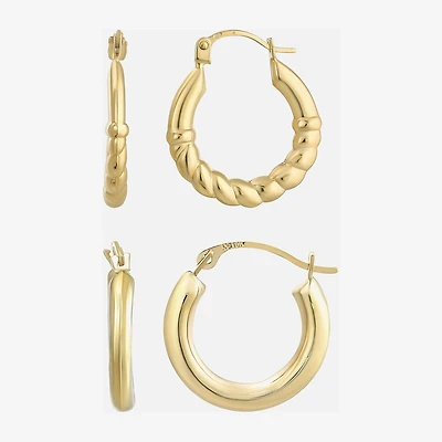 Womens 14K Gold Round Hoop Earrings