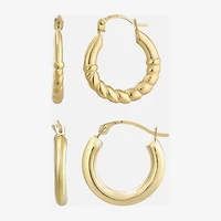 Womens 14K Gold Round Hoop Earrings